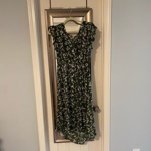Green Floral High/Low Kori America Dress M